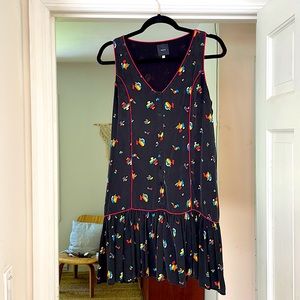 Idano Silk Black Patterned Mini Dress - SZ 2